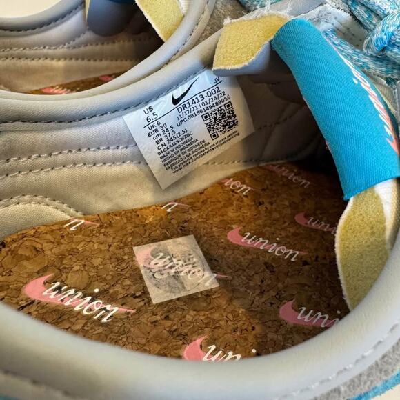 Nike x Union LA Cortez Light Smoke Grey / Blue Fury / Lemon Frost Mens Size 6.5 - Picture 5 of 9